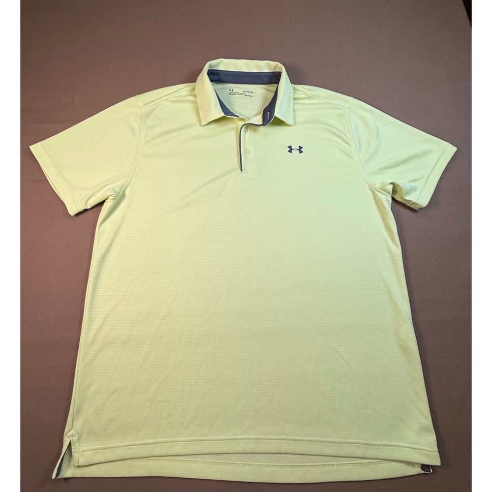 Under Armour HeatGear Loose Fit Polo Shirt Men's XL Yellow Golf Athletic‎ - Picture 2 of 7
